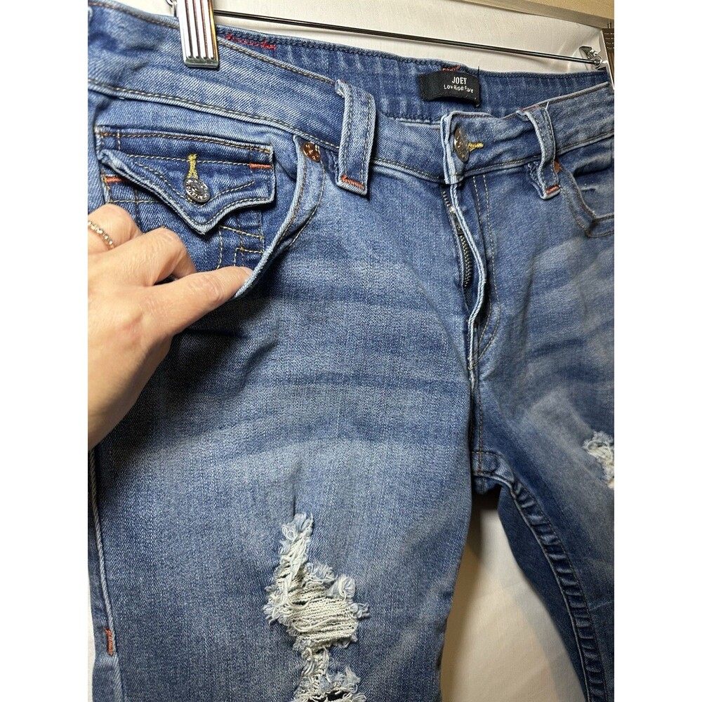 *SOLD OUT* TRUE RELIGION Joey Low Rise Flare Distressed Jeans‎ Women's 31 - Picture 5 of 16